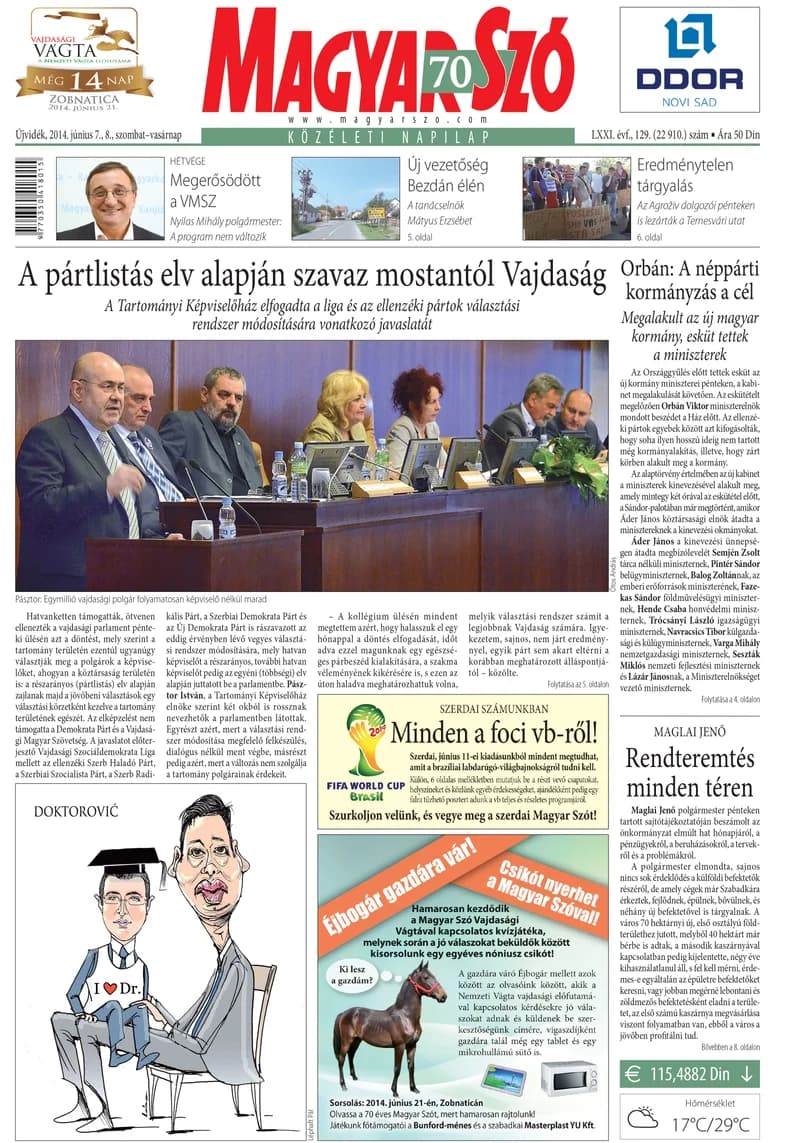 Magyar Szó, 71. évf. 2014. június 7. – 8. 129. sz. 1–32. oldal