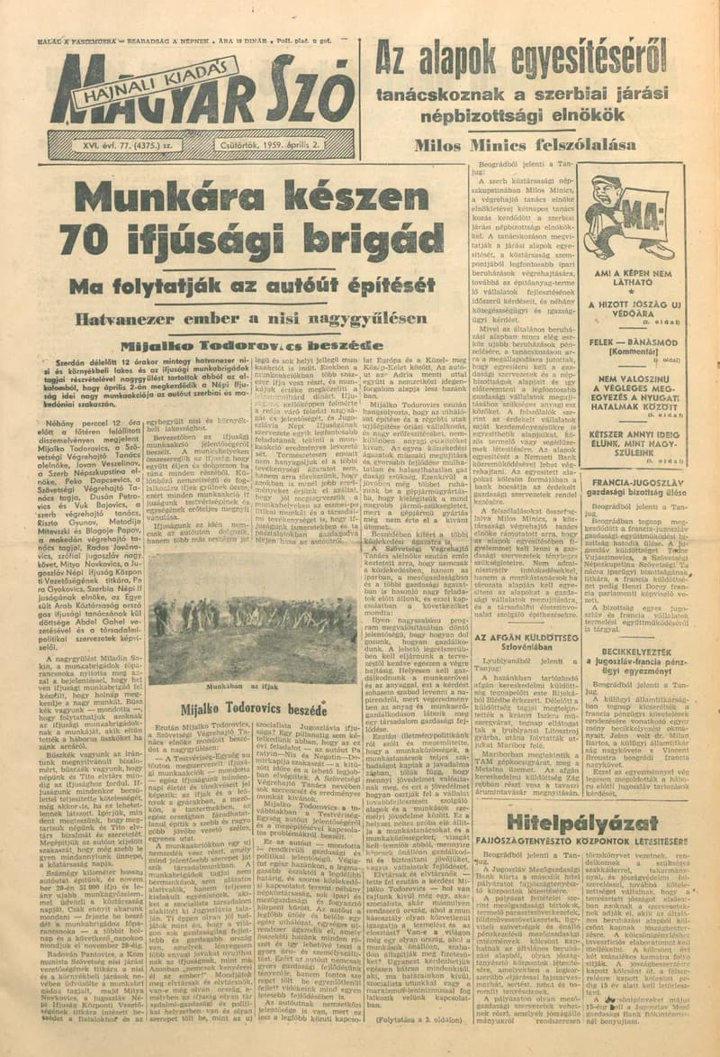Magyar Szó, 16. évf. 1959. április 2. 77. sz. 1–20. oldal