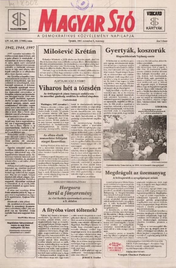 Magyar Szó, 54. évf. 1997. november 2. 259. sz. 1–24. oldal