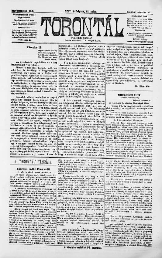 Torontál, 25. évf. 1896. március 14. 62. sz.