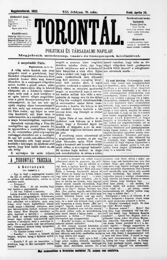 Torontál, 21. évf. 1892. április 26. 76. sz.