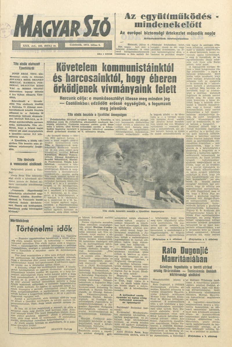 Magyar Szó, 30. évf. 1973. július 5. 182. sz. 1–16. oldal