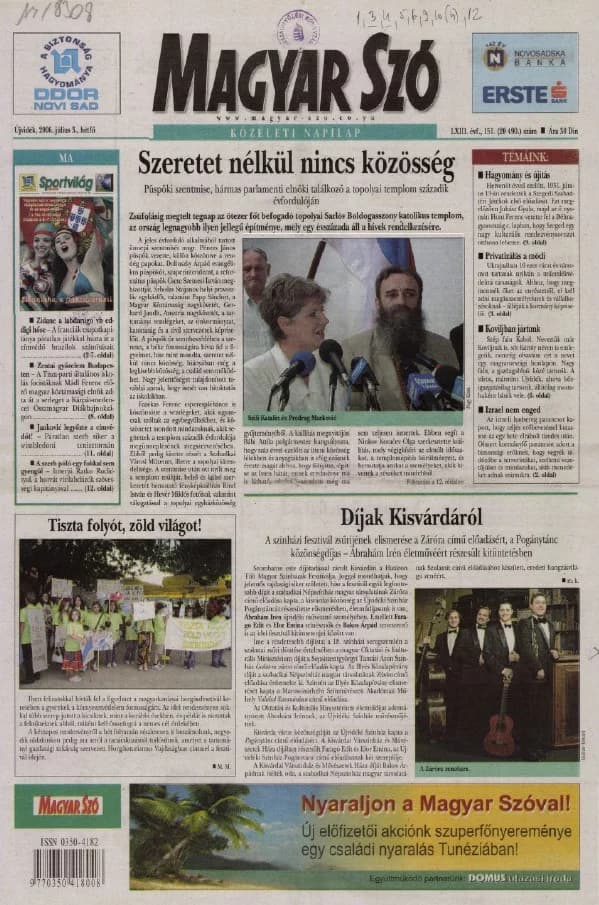 Magyar Szó, 63. évf. 2006. július 3. 151. sz. 1–12. oldal