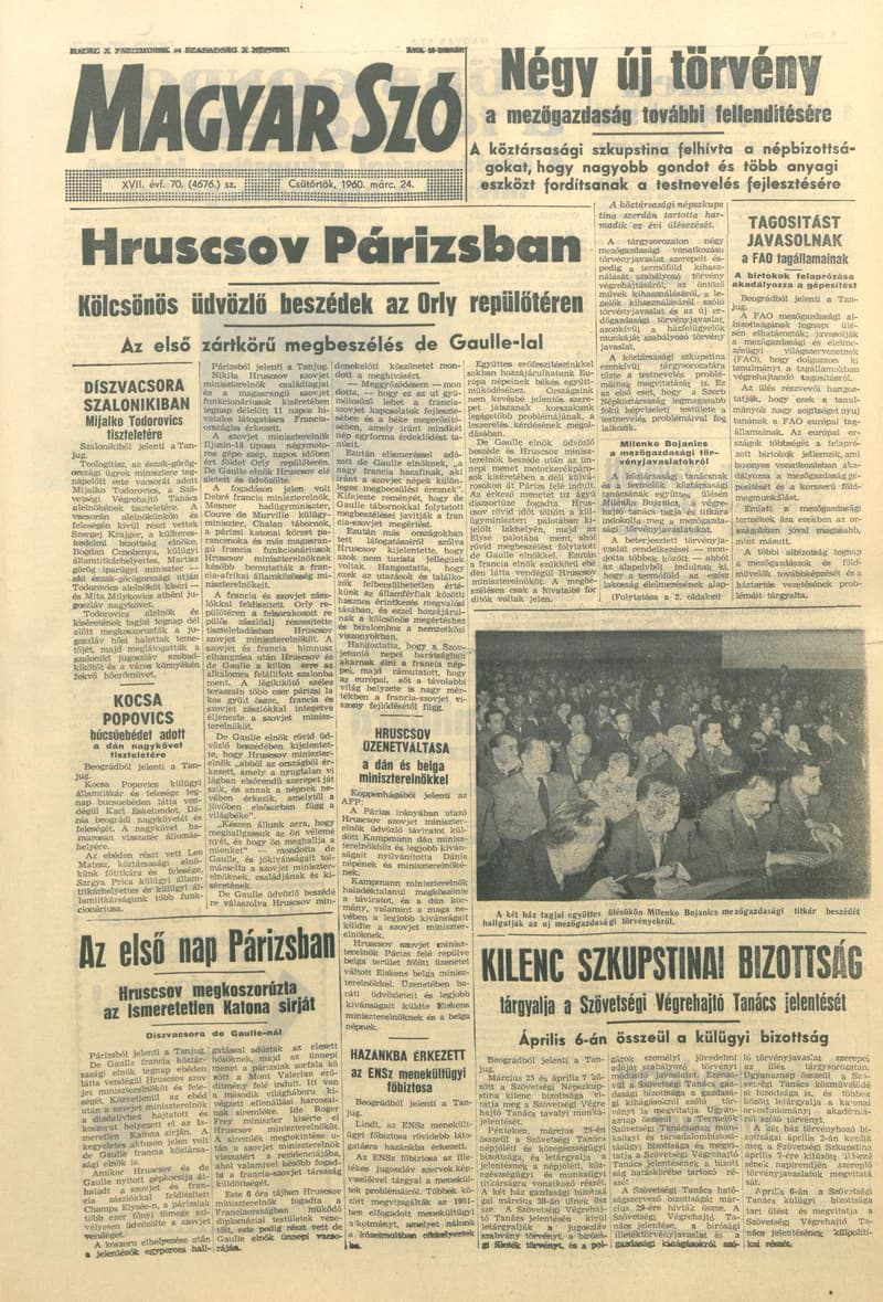 Magyar Szó, 17. évf. 1960. március 24. 70. sz. 1–24. oldal