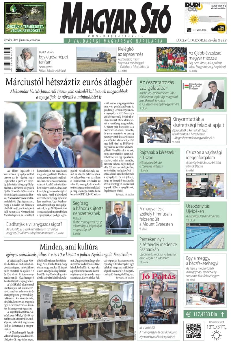 Magyar Szó, 79. évf. 2022. június 16. 137. sz. 1–20. oldal