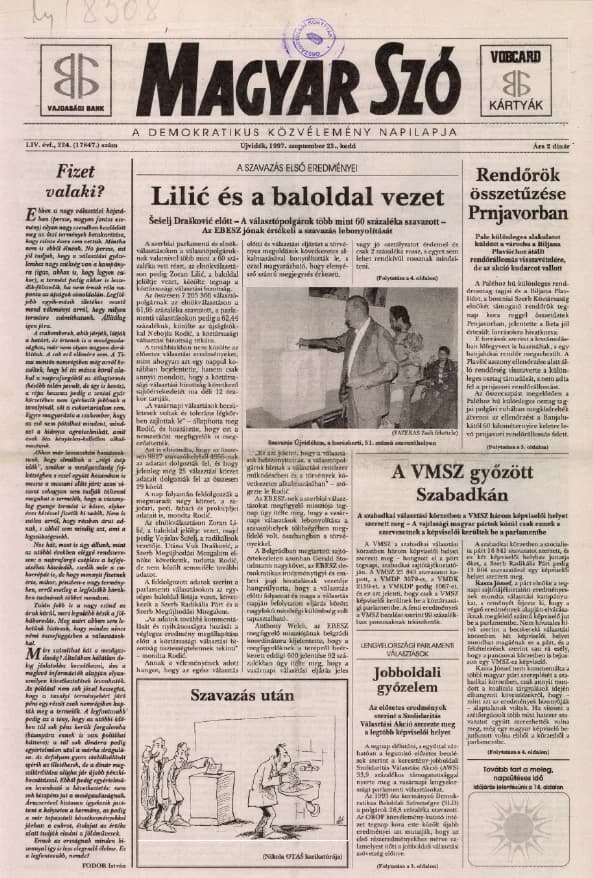 Magyar Szó, 54. évf. 1997. szeptember 23. 224. sz. 1–16. oldal