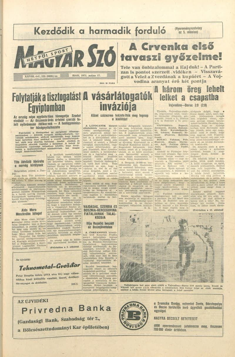 Magyar Szó, 28. évf. 1971. május 17. 133. sz. 1–16. oldal
