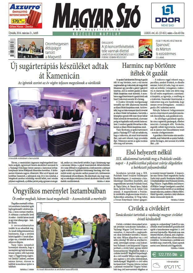 Magyar Szó, 73. évf. 2016. március 21. 65. sz. 1–20. oldal