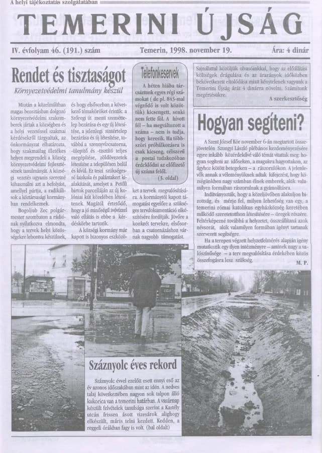 Temerini Újság, 4. évf. 1998. november 19. 46. sz.