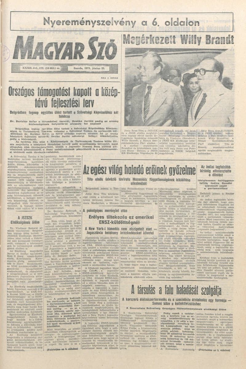 Magyar Szó, 32. évf. 1975. június 25. 172. sz.