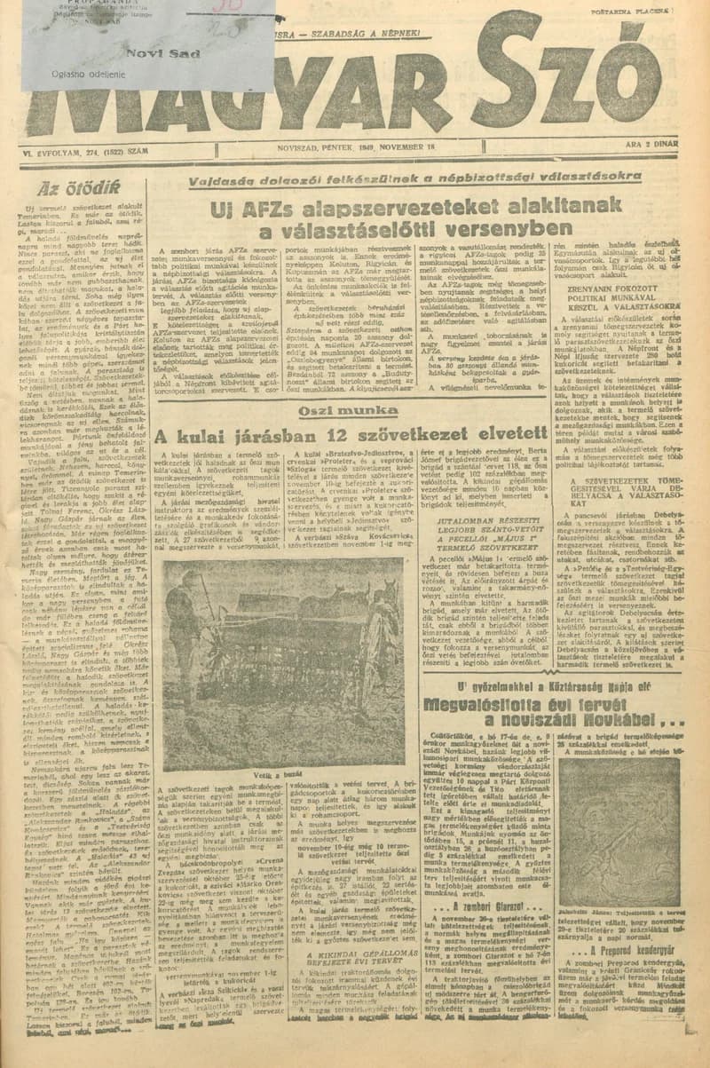 Magyar Szó, 6. évf. 1949. november 18. 274. sz. 1–4. oldal
