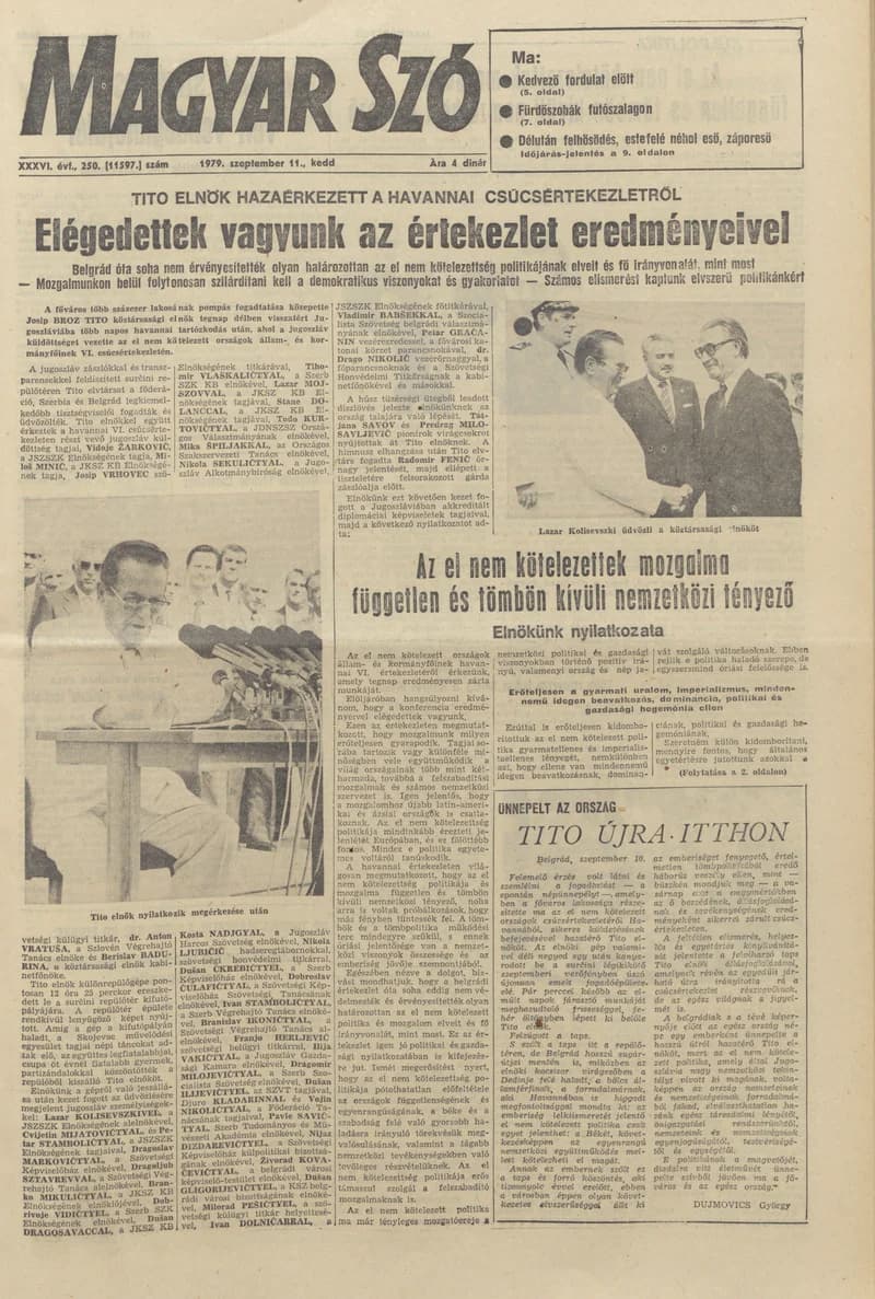 Magyar Szó, 36. évf. 1979. szeptember 11. 250. sz. 1–20. oldal