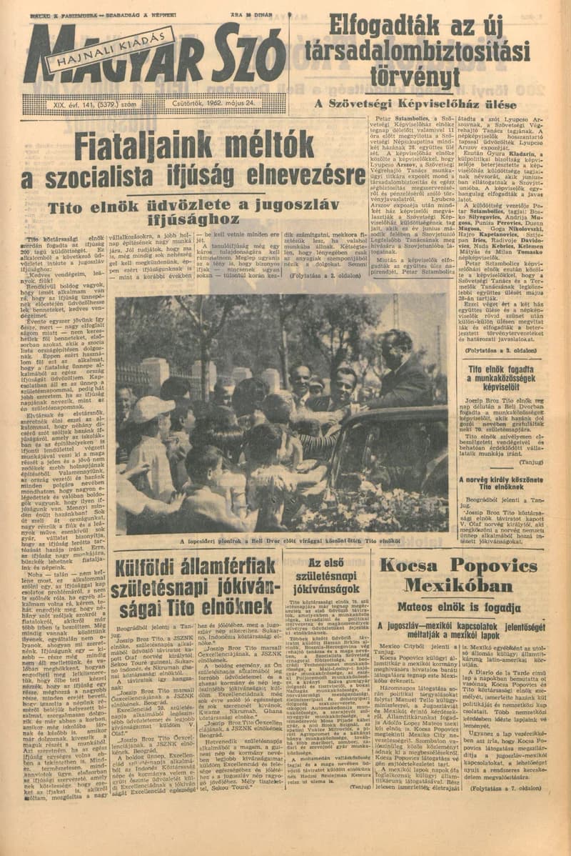 Magyar Szó, 19. évf. 1962. május 24. 141. sz. 1–16. oldal