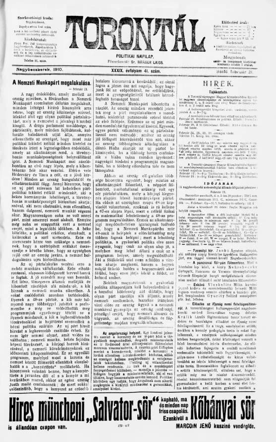 Torontál, 39. évf. 1910. február 21. 41. sz.