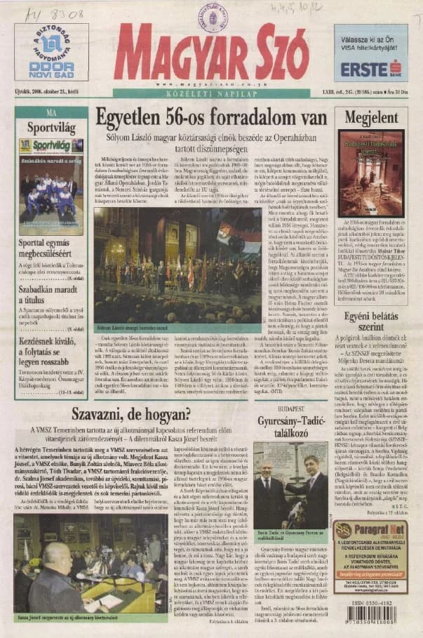 Magyar Szó, 63. évf. 2006. október 23. 247. sz. 1–12. oldal