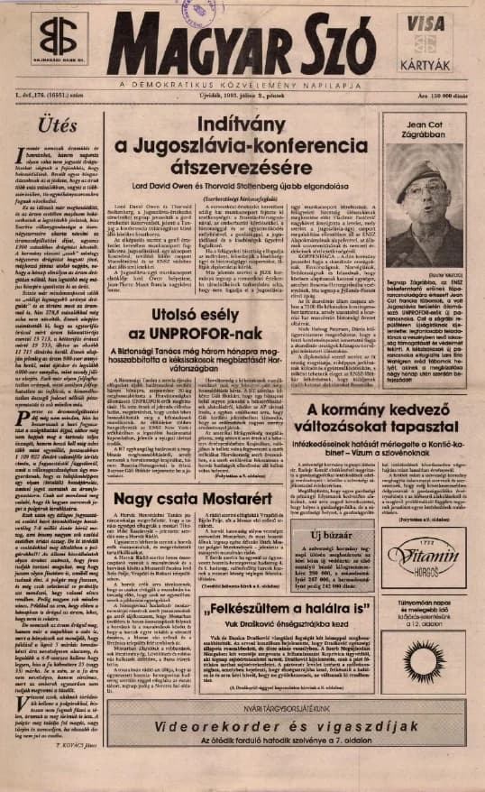 Magyar Szó, 50. évf. 1993. július 2. 176. sz. 1–16. oldal