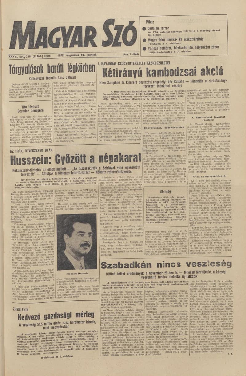 Magyar Szó, 36. évf. 1979. augusztus 10. 218. sz. 1–20. oldal