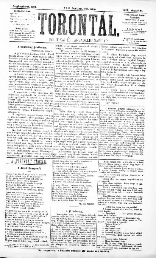 Torontál, 22. évf. 1893. október 23. 243. sz.