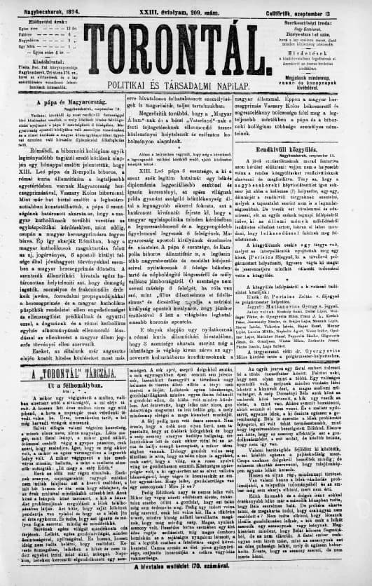 Torontál, 23. évf. 1894. szeptember 13. 209. sz.