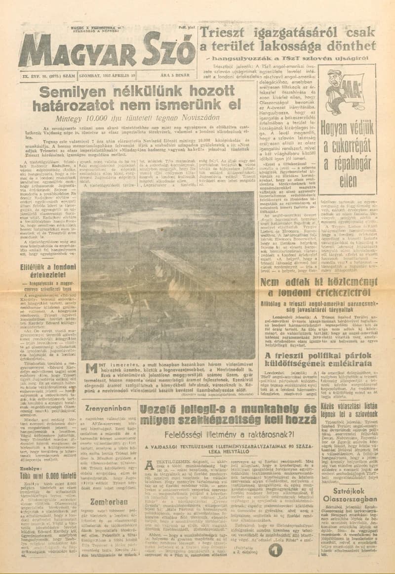 Magyar Szó, 9. évf. 1952. április 19. 95. sz. 1–4. oldal
