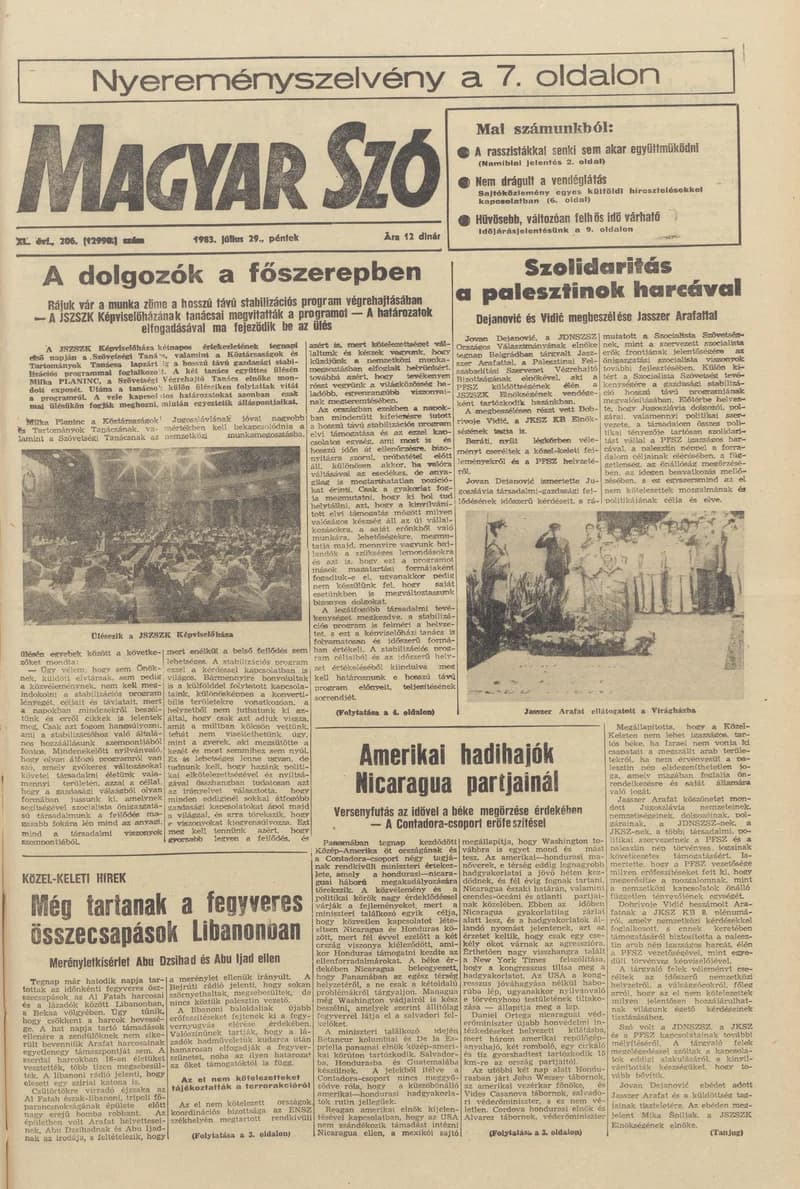 Magyar Szó, 40. évf. 1983. július 29. 206. sz. 1–20. oldal