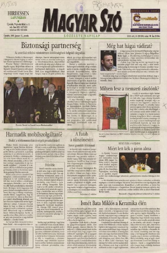Magyar Szó, 62. évf. 2005. január 12. 8. sz. 1–20. oldal