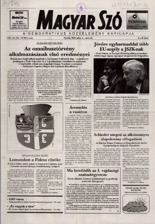 Magyar Szó, 59. évf. 2002. július 4. 154. sz. 1–16. oldal