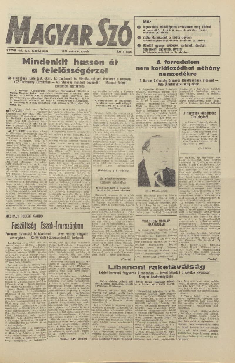Magyar Szó, 38. évf. 1981. május 6. 122. sz.