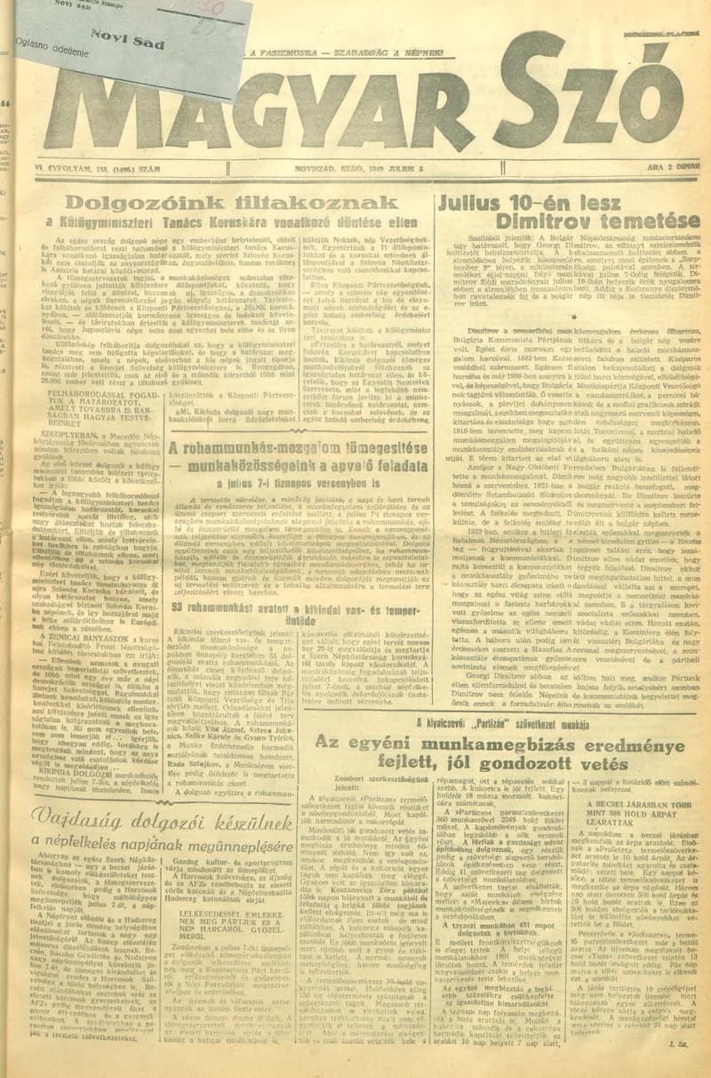 Magyar Szó, 6. évf. 1949. július 5. 158. sz. 1–4. oldal