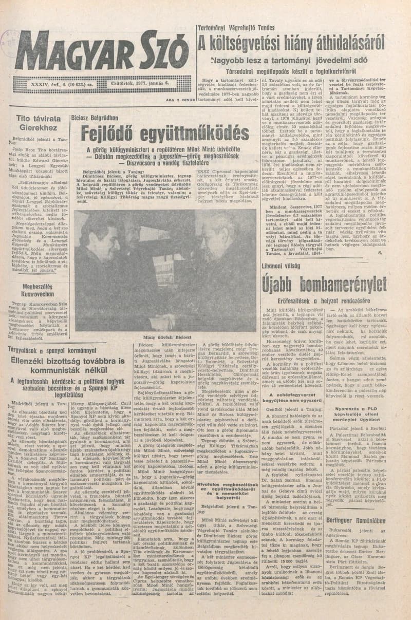 Magyar Szó, 34. évf. 1977. december 6. 4. sz.