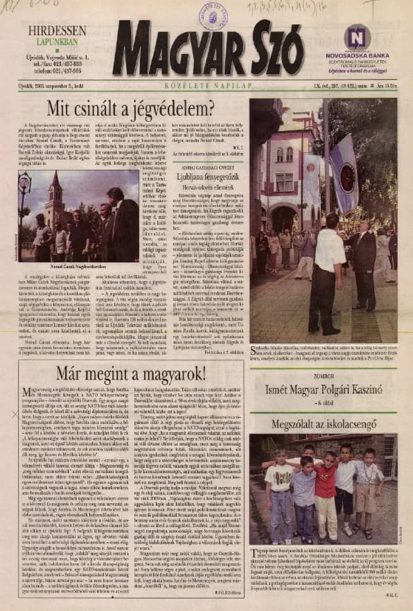 Magyar Szó, 60. évf. 2003. szeptember 2. 207. sz. 1–16. oldal
