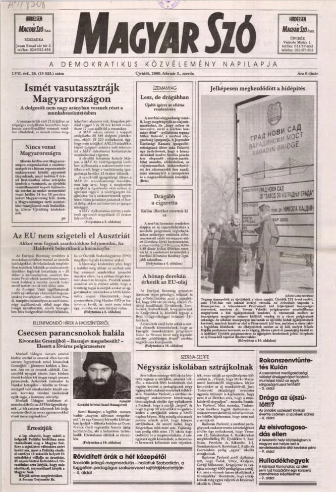 Magyar Szó, 57. évf. 2000. február 2. 26. sz. 1–16. oldal