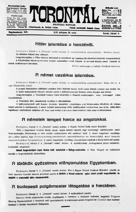 Torontál, 44. évf. 1915. február 3. 26. sz.