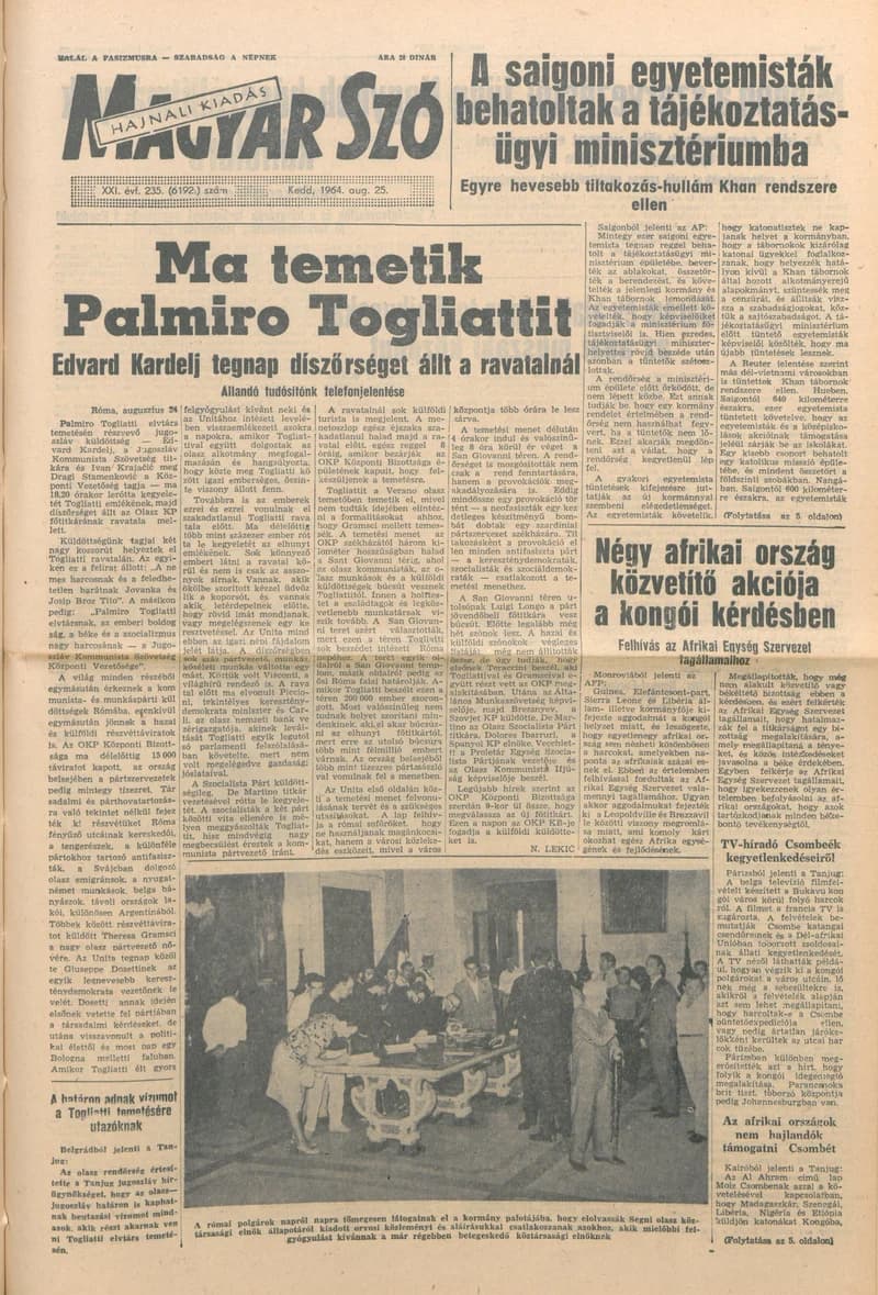 Magyar Szó, 21. évf. 1964. augusztus 25. 235. sz. 1–12. oldal