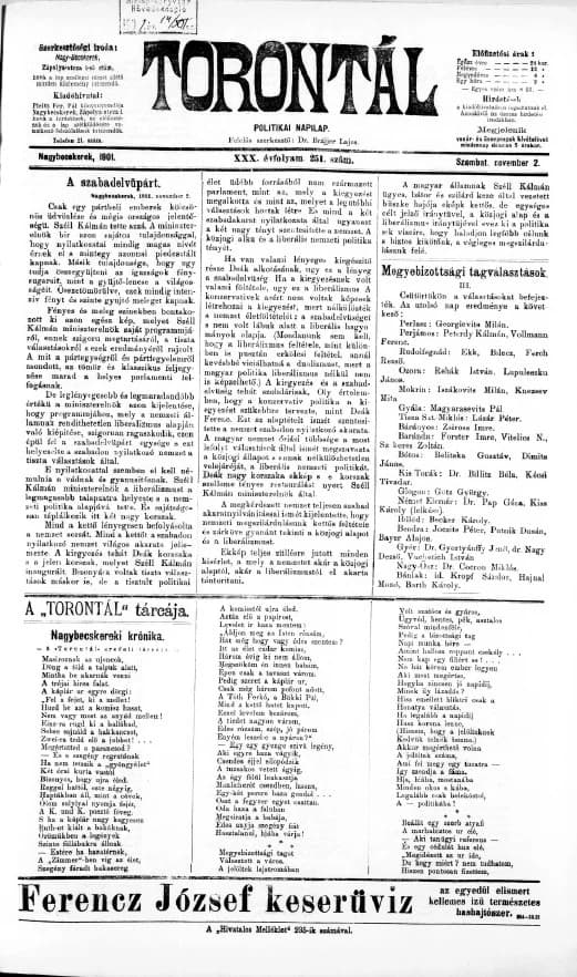 Torontál, 30. évf. 1901. november 2. 251. sz.