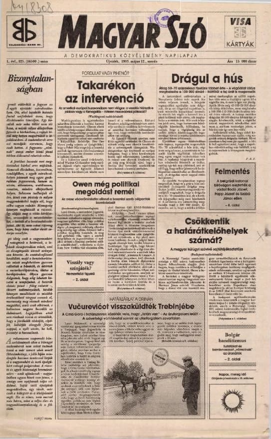 Magyar Szó, 50. évf. 1993. május 12. 125. sz. 1–12. oldal