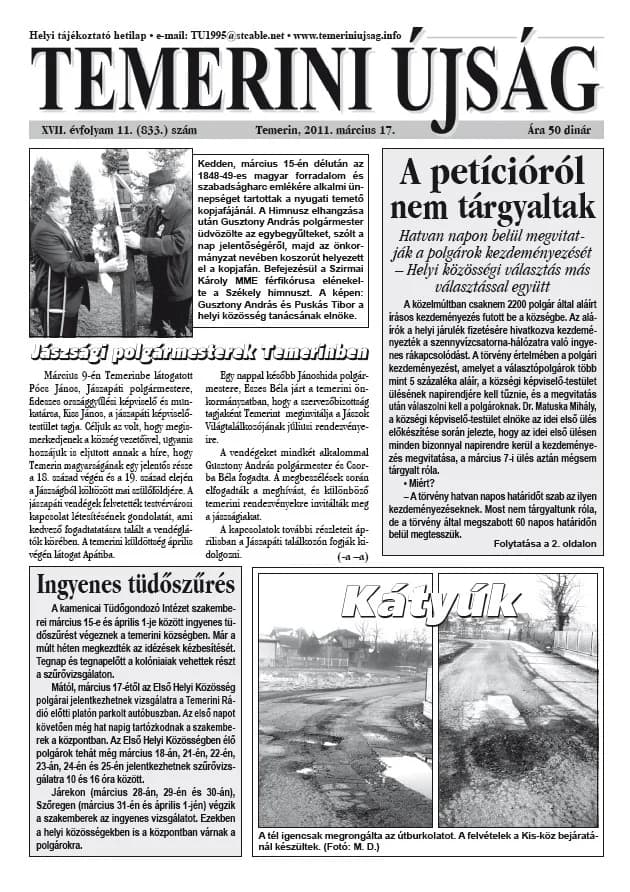 Temerini Újság, 17. évf. 2011. március 17. 11. sz.
