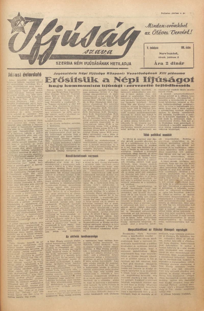 Ifjúság Szava, 5. évf. 1949. július 2. 199. sz.