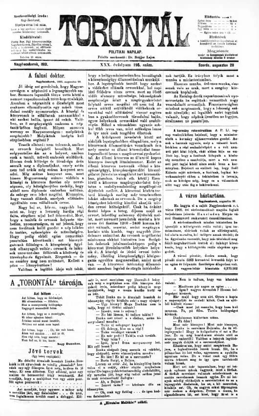 Torontál, 30. évf. 1901. augusztus 28. 195. sz.