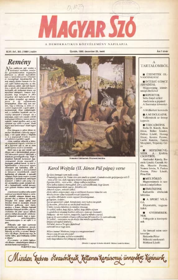 Magyar Szó, 47. évf. 1990. december 25. 353. sz. 1–24. oldal