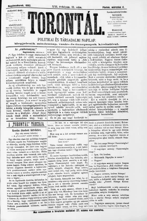 Torontál, 21. évf. 1892. március 4. 33. sz.