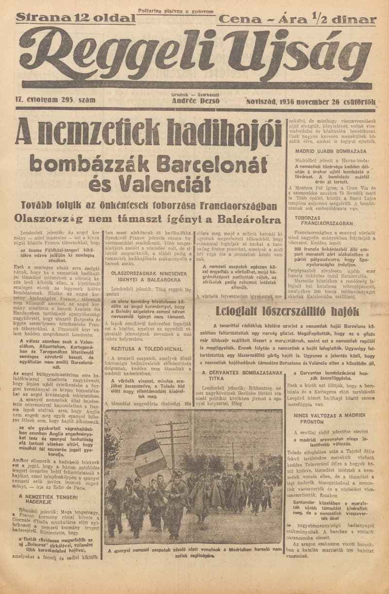 Reggeli Újság, 17. évf. 1936. november 26. 295. sz.