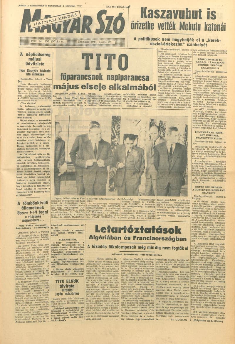 Magyar Szó, 18. évf. 1961. április 29. 100. sz. 1–12. oldal