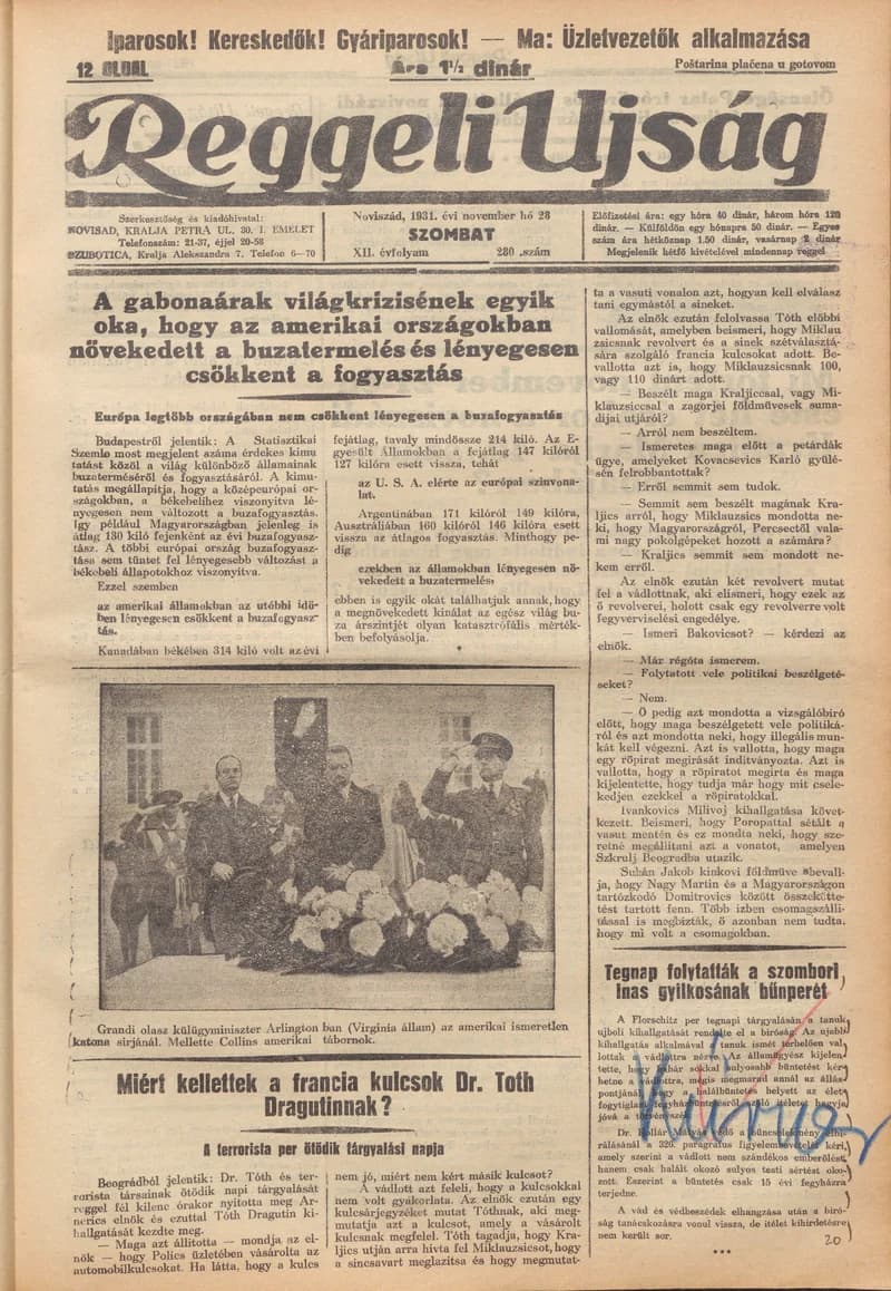 Reggeli Újság, 12. évf. 1931. november 28. 280. sz.