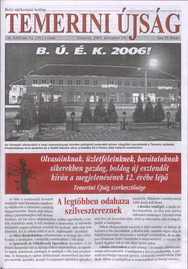 Temerini Újság, 11. évf. 2005. december 29. 52. sz.