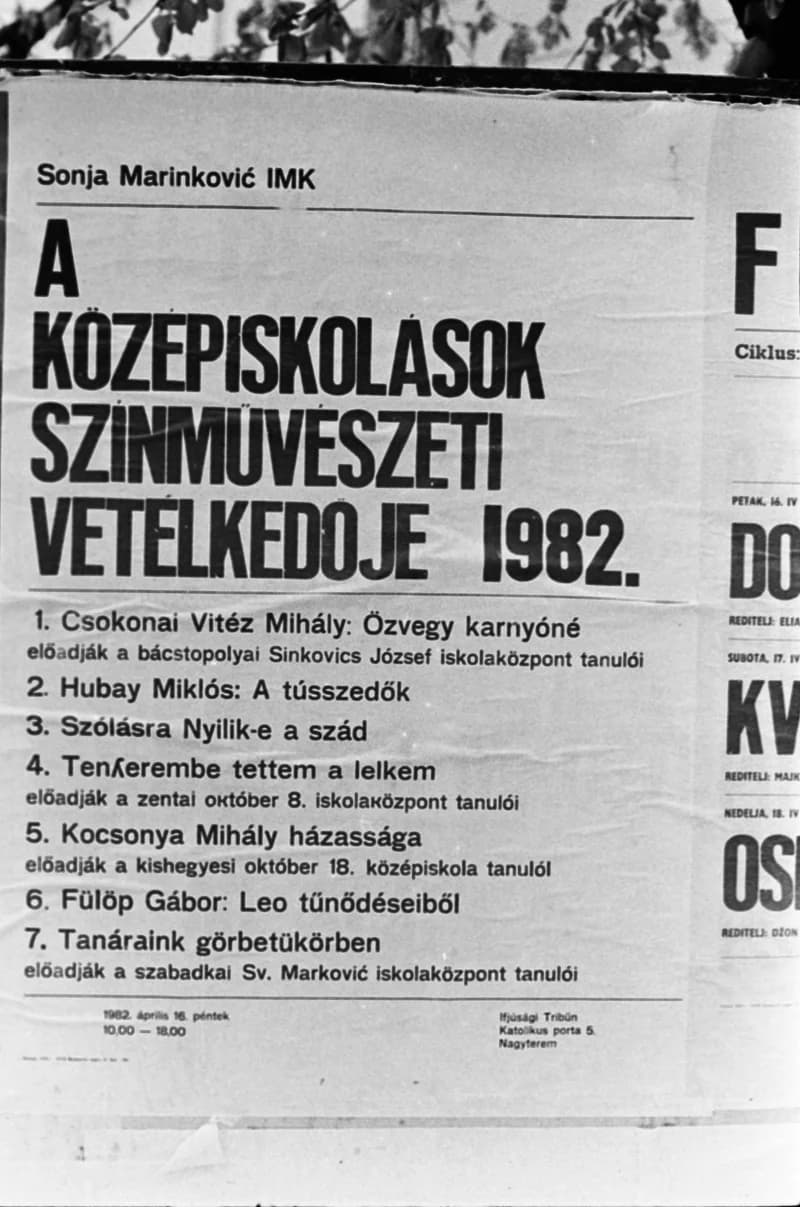 Középiskolások Művészeti Vetélkedője '82 (Színművészeti, Ifjúsági Tribün)
