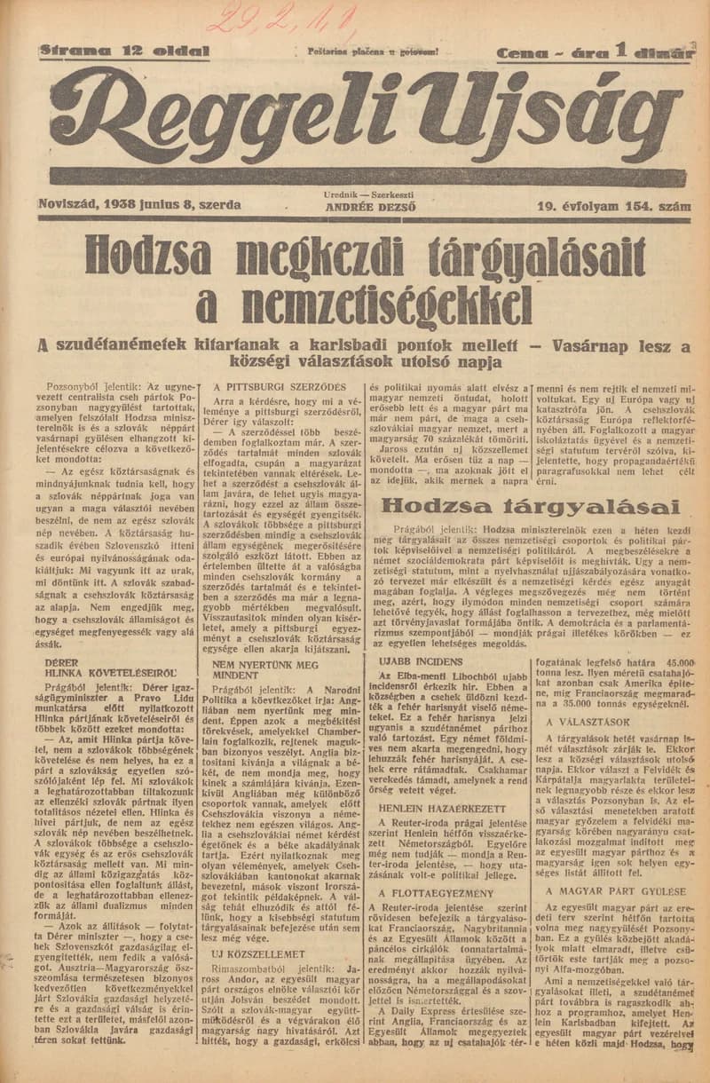 Reggeli Újság, 19. évf. 1938. június 8. 154. sz.