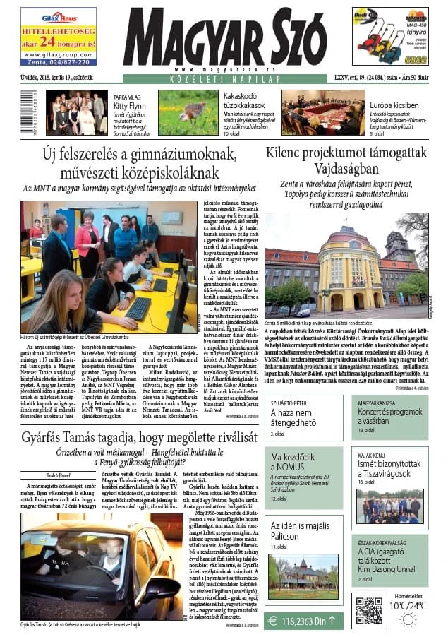 Magyar Szó, 75. évf. 2018. április 19. 89. sz. 1–20. oldal