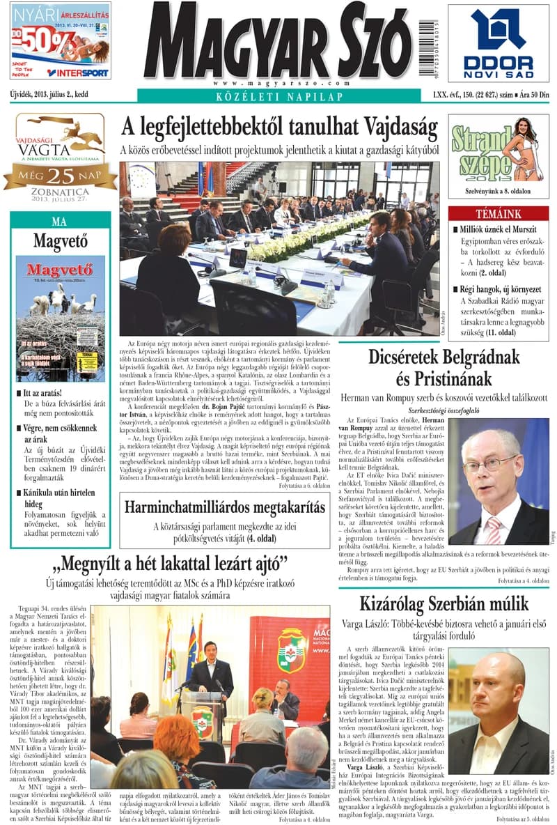 Magyar Szó, 70. évf. 2013. július 2. 150. sz. 1–20. oldal