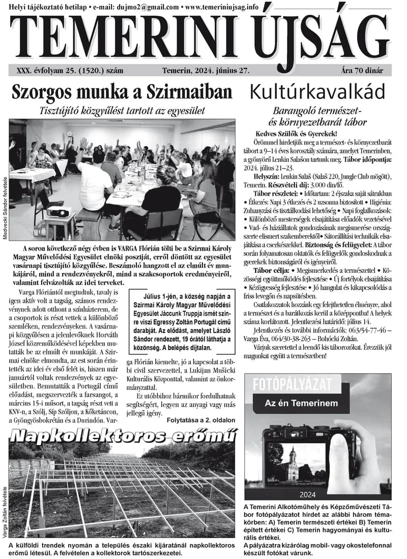 Temerini Újság, 30. évf. 2024. június 27. 25. sz.